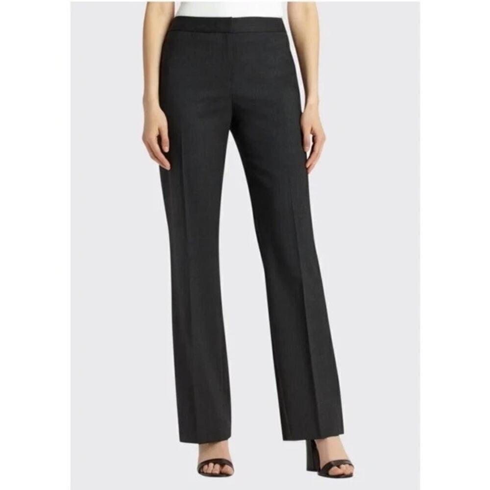 NWOT Lafayette 148 New York Menswear Black Wool Elastane Wide Leg Pants Sz 16